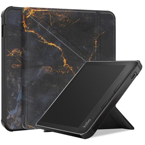 iMoshion Étui de liseuse portefeuille design Pliable Kobo Libra 2 / Tolino Vision 6 Black Marble