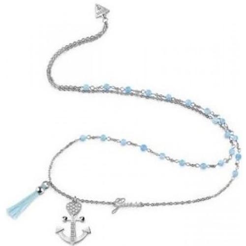 Collier Guess Ubn85113 Femme Silver Blue Necklace Bijoux Nouveau