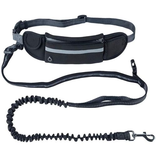 Laisses Pour Chiens Kit De Laisse Ceinture Chien Laisse De Chien Courir Avec Couture Réfléchissante Laisse Chien Jogging Laisse Pour Chien 110kg Absorption De Choc Noir