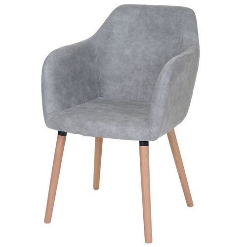 Chaise De Séjour / Salle À Manger Malmö T381, Style Rétro Des Années 50   Tissu, Vintage Gris Béton