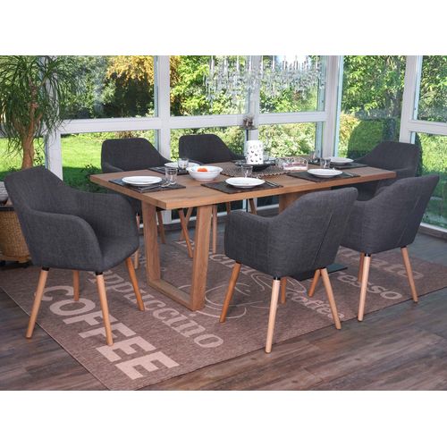 6x Chaise De Séjour / Salle À Manger Malmö T381, Style Rétro Des Années 50   Tissu, Gris