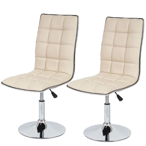 Lot De 2 Chaises De Séjour Ou De Salle À Manger Hwc-C41, Style Rétro, Similicuir   Crème