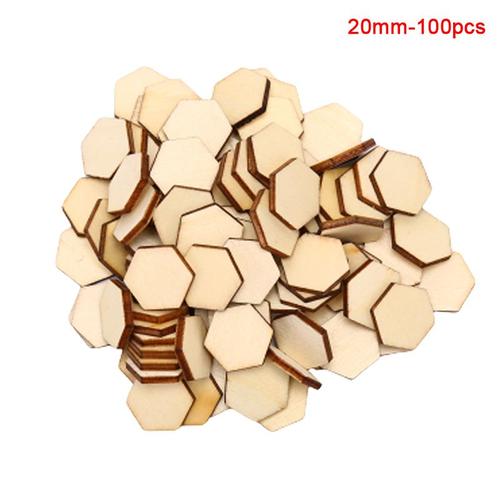 100 Pcs/Lot Forme Hexagonale Bois Bricolage Laser Découpé Embellissement Artisanat Décor Ornements Mariage