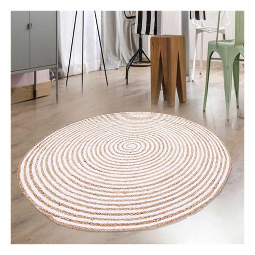 Tapis Rond Ø60cm Fait À La Main En Jute Motif Simple Pour Entrée Spiraltry