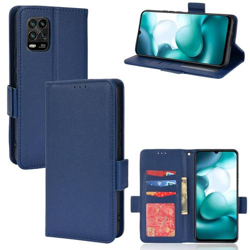 Étui Pour Xiaomi Mi 10 Lite 5g Cuir Pu Titulaire De Fentes Pour Cartes Magnétique Boucle Latérale Portefeuille - Bleu