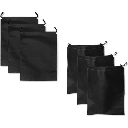 Color 6-Piece Travel Shoe Bag, Dust-Proof Shoe Bag, Portable Medium-Sized Shoe Storage Bag, Non-Woven Dust-Proof Drawstring Shoe Storage Bag. (Black)¿