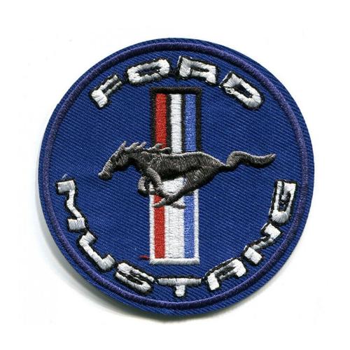 Patch Ford Mustang Rond Bleu Cheval Logo 7.5 Cm Ecusson Thermocollant Rock