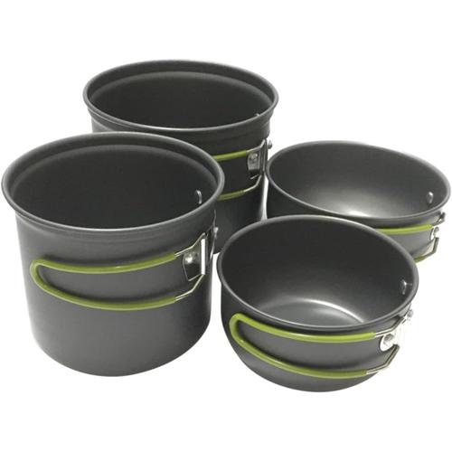 Couleur Assortie 1 Ensemble 4 Pièces Ensemble D'ustensiles De Cuisine Quatre Pièces Batterie De Cuisine De Camping Kit De Cuisine En Plein Air Casseroles De Camping Couverts Portables