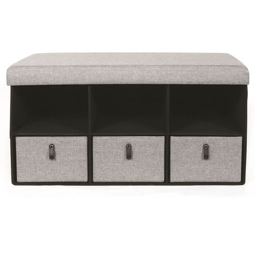 Banc D'entrée Pliable Rangements Scandi - L. 76 X H. 39 Cm - Gris Clair
