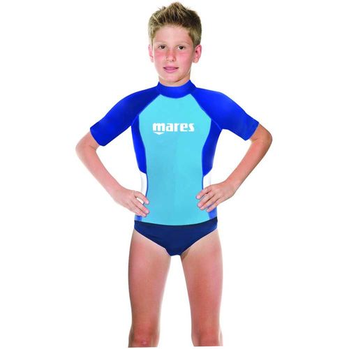 Rash Guard Junior Vert/Bleu Manches Courtes - Taille - M/10/11 Ans