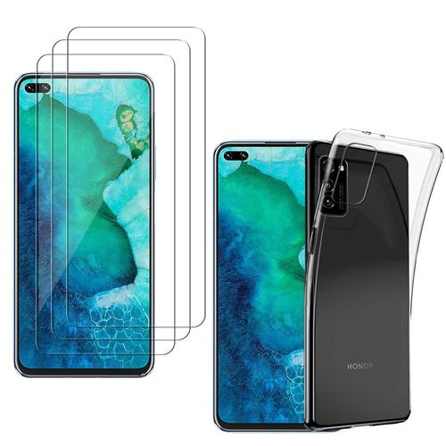 Coque Silicone Pour Huawei Nova 6/ Nova 6 5g 6.57" Gel Ultraslim Et Ajustement Parfait - Transparent + 3 Films Verre Trempé - Transparent