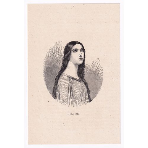Gravure 1870 Portrait Abesse Héloïse D'argenteuil Moyen Age Pierre Abélard