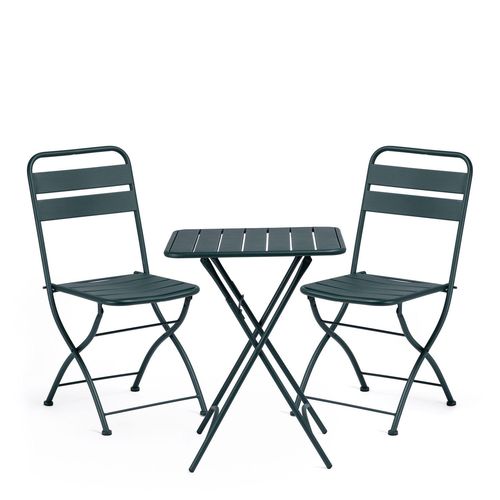 Lot Table Pliante D'extérieur Janti (60x60 Cm) Et 2 Chaises Pliantes Janti Vert Jungle