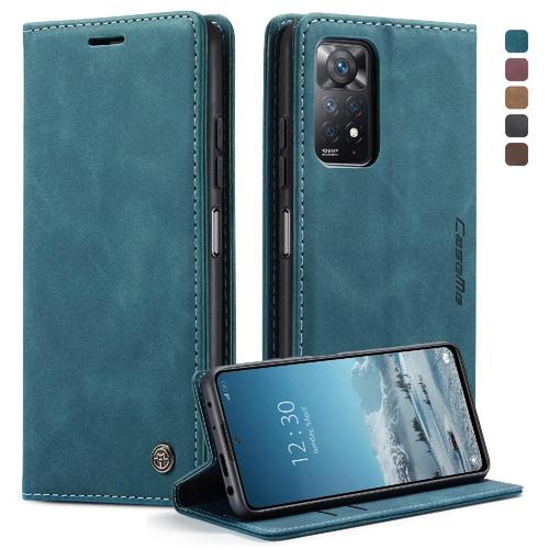 Tongez Étui Pour Xiaomi Redmi Note 11 Pro 4g/5g Étui Avec Fente Pour Carte, Portefeuille En Cuir Pu Vintage Livre Flip Folio Fermeture Magnétique Antichoc - Bleu