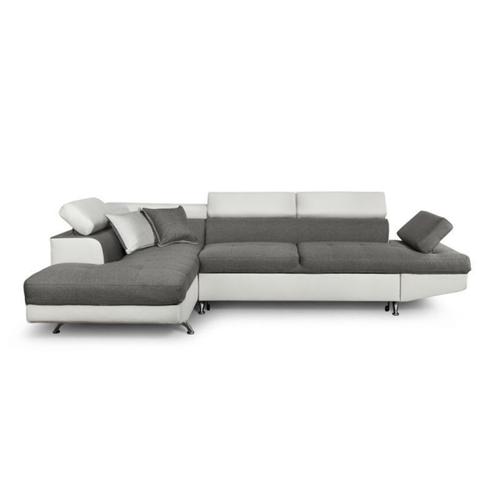 Paris Prix - Canapé D'angle Gauche Convertible Tissu "Noma" 271cm Gris & Blanc