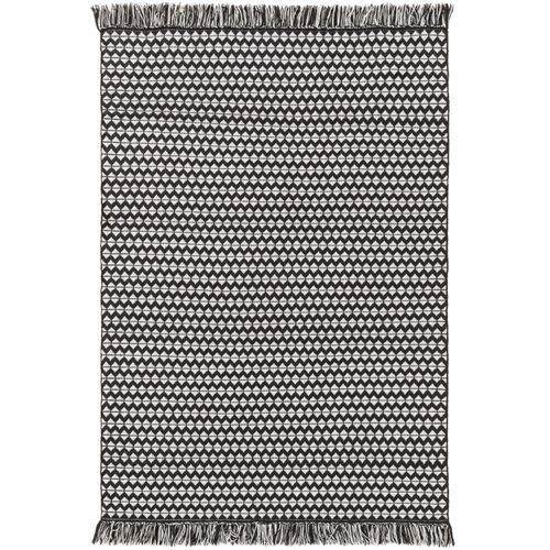 Tapis Poil Ras Fabriqué À Partir De Matériaux Recyclés Morty Noir & Blanc 120x170 Cm - Tapis Poil Court Design Moderne Pour Salon
