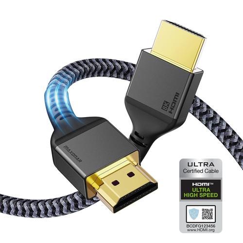 Câble Certifié HDMI 2.1a 3m, Ultra HD 48 Gbit/s haute vitesse 10K 8K@120Hz 4K144Hz eARC HDR10 4: 4: 4 HDCP 2.2 et 2.3 Dolby Compatible avec/PS5, Xbox Series X/Roku/Sony/LG téléviseurs