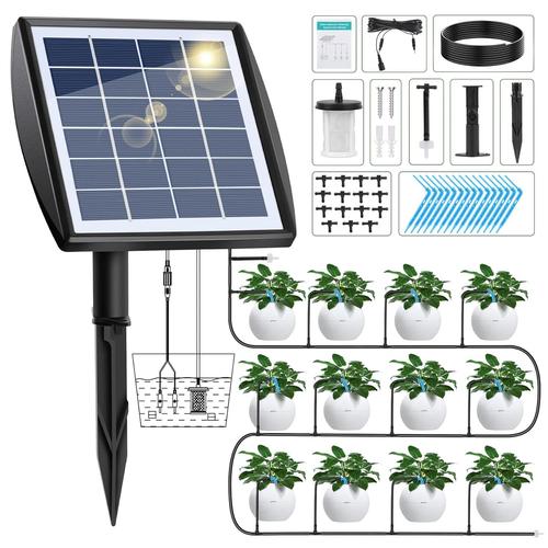 Système d'arrosage solaire Kit automatique avec capteur d'eau, appareils d'auto-irrigation avec minuterie, tuyau de 15 M pour jardin, balcon plantes