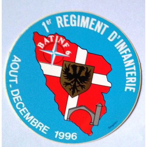 1 Ri Régiment D'infanterie Saarbourg Autocollant Bosnie Aout Décembre 1990 Du Batinf 6