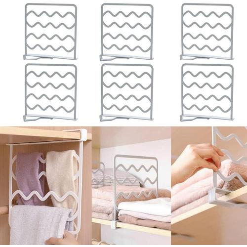 6pcs Séparateur Armoire Diviseurs Plateau Séparateurs D'étagère D'aménagement Placard Sans Perçage Pour La Maison, La Salle De Bain, La Cuisine, Gris