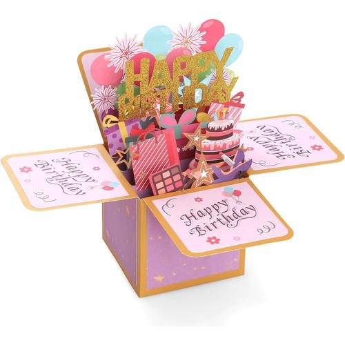 GeneRic Carte d'anniversaire Pop-up 3D, Cartes de V?ux Pop-up, Carte d'anniversaire pour Pères, Amis, Enfants pour Noël, Anniversaire, Mariage, Fête des Mères