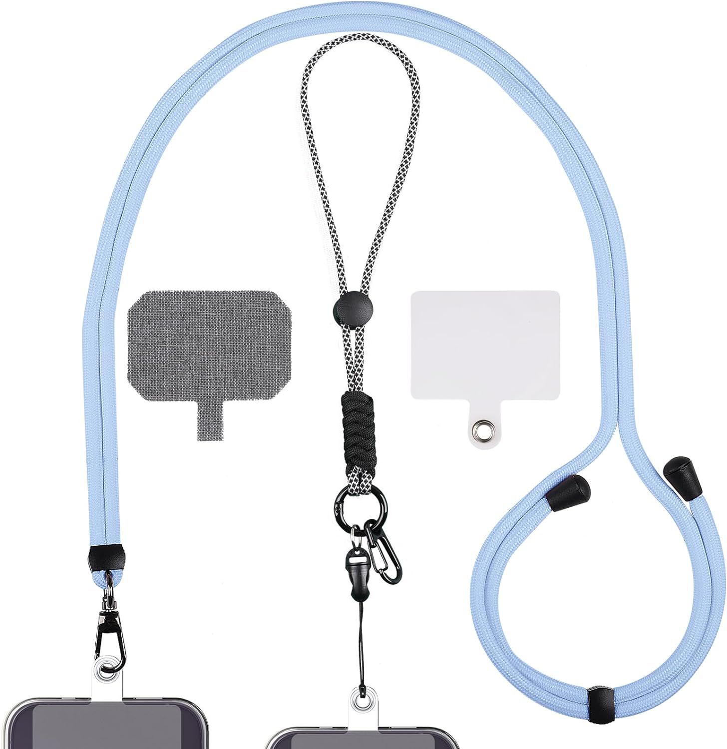 Lanière De Téléphone Portable, Lanière Universelle Réglable En Nylon Détachable, Lanière De Collier Et Dragonne Avec Patch De Téléphone Pour Tous Les Smartphones (Gris)