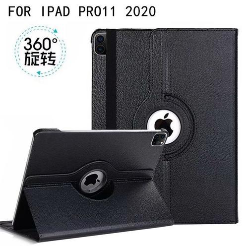 Etui Tablette Apple Smart Folio Ipad Pro 11" (2020) Coque Ipad Pro 11 2020 Protection Antichoc Etui En Motif De Litchi Pour Apple Ipad Pro 11 Pouces (2020) R¿¿Tro Noir