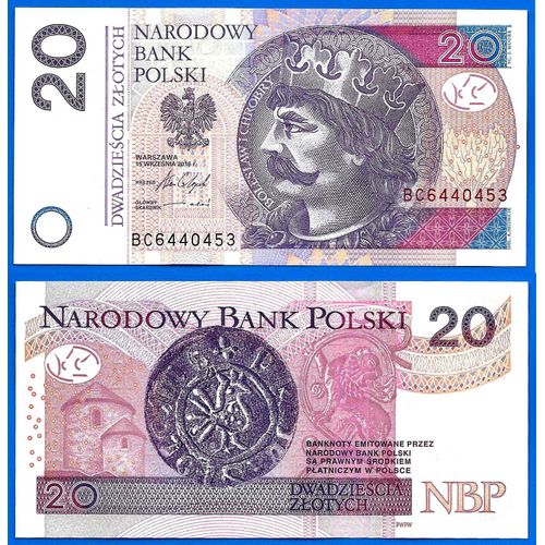 Pologne 20 Zlotych 2016 Neuf Europe Centrale Billet