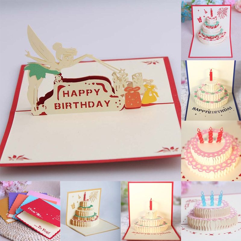 Carte Postale Joyeux Anniversaire Cartes Cadeaux De Voeux 3d Papier Gateau Fournitures D An Modele 8 Random Color Hsryqkpb Rakuten