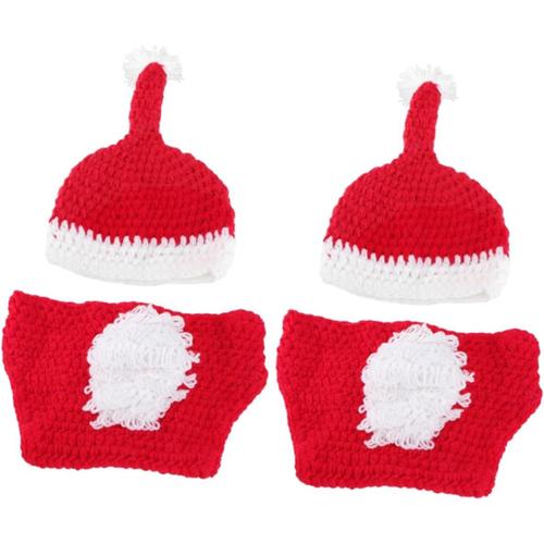 2 Pièces Tenues de 2 à 9 mois pour accessoire photo tricot casquette accessoire photo bébé crochet tenue de Noël pour bébé tenues de bébé pour photographier tisser Vêtements Cadeau