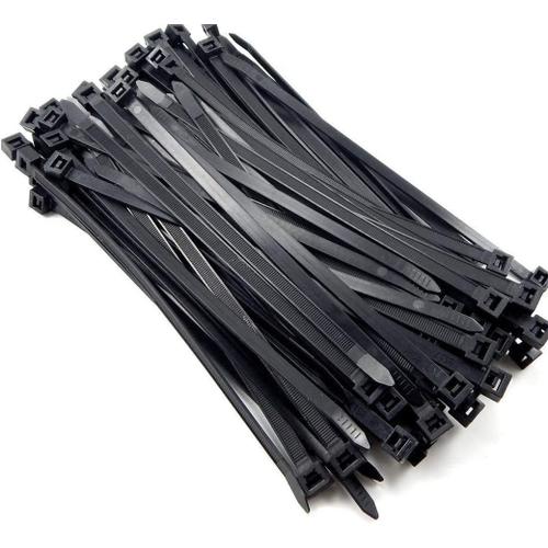 Serre-cables électriques 400 mm x 7.6 mm, Attache Cable, Serre Cables en plastique, Colliers Serre-Cable 400mm, Noir, Lot de 100 Pièces, élargir et Allonger