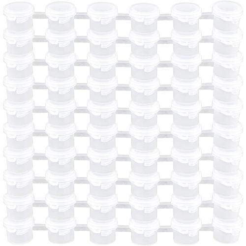 Lot de 10 bandes de 60 pots de peinture vides pour salle de classe Blanc