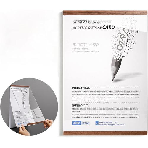 Les Nouveaux Supports De Signe En Plexi Acrylique Transparent A4/A3,Support D'affiche Magnétique,Support De Menu De Document Mémo De Signe Mural Pour Bureau,Maison,Magasin,Restaurant - Pas De Perçage