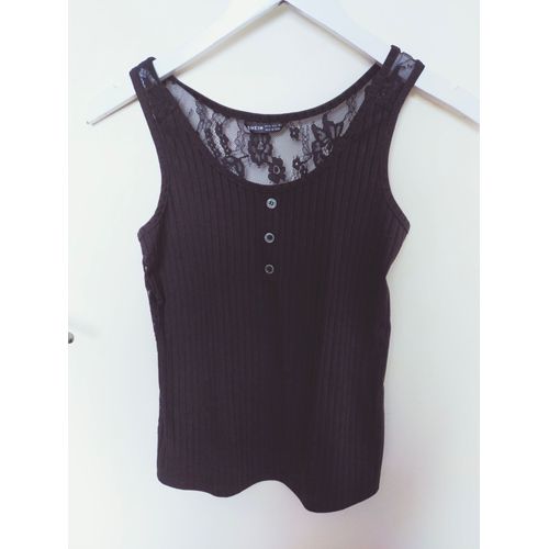 Haut / Top / Débardeur Noir À Dos En Dentelle Xs