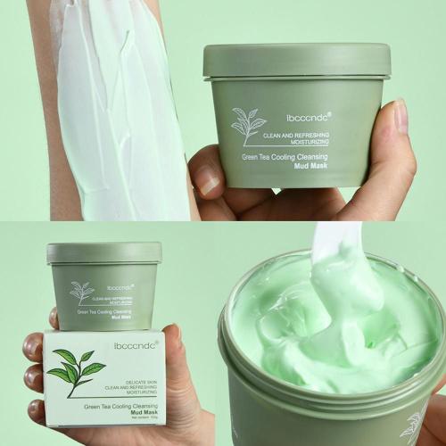 Nouveau Masque De Boue Minérale Au Thé Vert Nettoyage En Profondeur Rétrécissant Hydratant Rafraîchissant Enlèvement Soins Pores Peau Masque Facial Points Noirs P9b3 