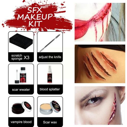 Kit De Maquillage D'halloween, Peinture À Effet Spécial, Fausse Cire, Gel Pour Le Corps, Visage, Fête, Nouvelle Cicatrice, Maquillage Sanguin, Pai D7z0, 2020 