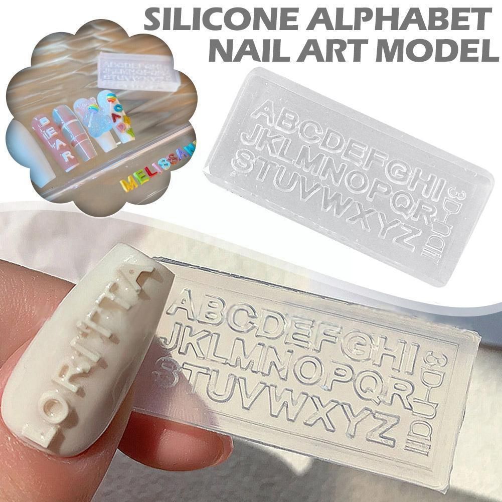 Modèle De Lettres En Silicone Pour Nail Art, 1 Pièce, Moule De Sculpture D'ongles, Outils De Décoration D'ongles, Alphabet, Diy K9w4 