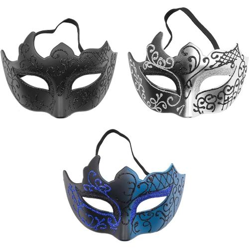 3 Pièces Masques Vénitiens Masque De Mascarade Cosplay Déguisement Masque De Boule De Mascarade Avec Bande Élastique Pour Hommes Et Femmes