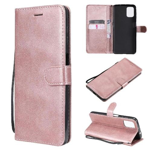 Flip Étui Pour Motorola Moto G9 Plus Avec Fente Pour Carte Étui De Téléphone Portefeuille D'affaires Couleur Solide Classique Cuir De Haute Qualité - Couleur Rose