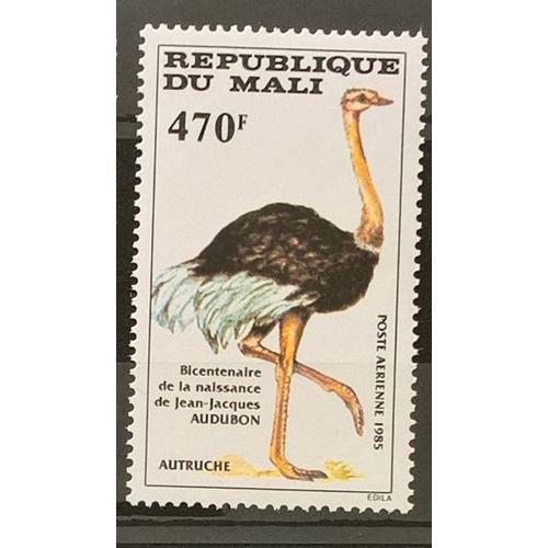 République Du Mali, Timbre-Poste Aérienne Y & T N° 505, 1985 - Bicentenaire De La Naissance De Jean Jacques Audubon, Autruche