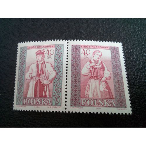 Timbre Pologne Yt 1005-1006 Costumes Folkloriques 1960 ( 20804 )