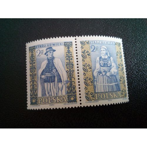 Timbre Pologne Yt 1011-1012 Costumes Folkloriques Lowicz ( 20804 )