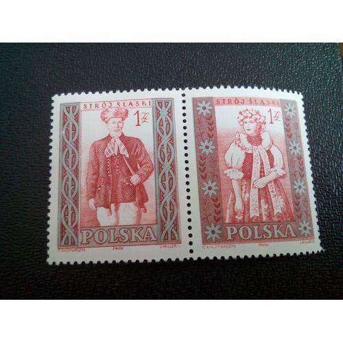 Timbre Pologne Yt 1009-1010 Costumes Folkloriques Silésie 1959 ( 20804 )