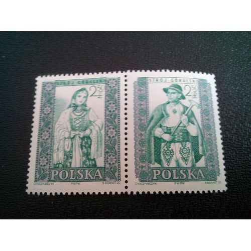 Timbre Pologne Yt 1013-1014 Costumes Folkloriques Gorale 1959 ( 20804 )