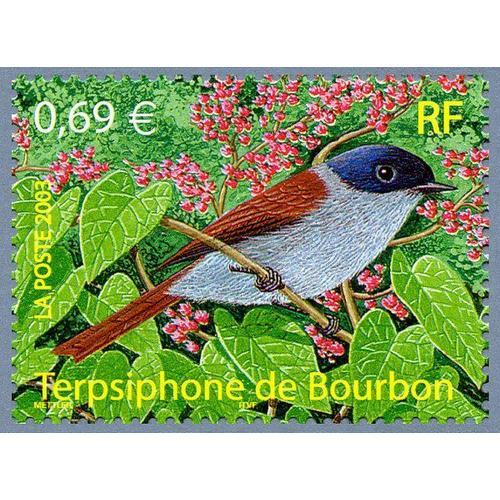 France 2003, Très Beau Timbre Neuf** Luxe Yvert 3551, Nature De France - Oiseaux D´Outremer Terpsiphone De Bourbon. -