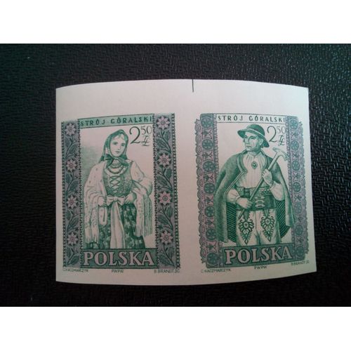 Timbre Pologne Yt 1013nd-1014nd Costumes Folkloriques Gorale 1959 ( 20804 )
