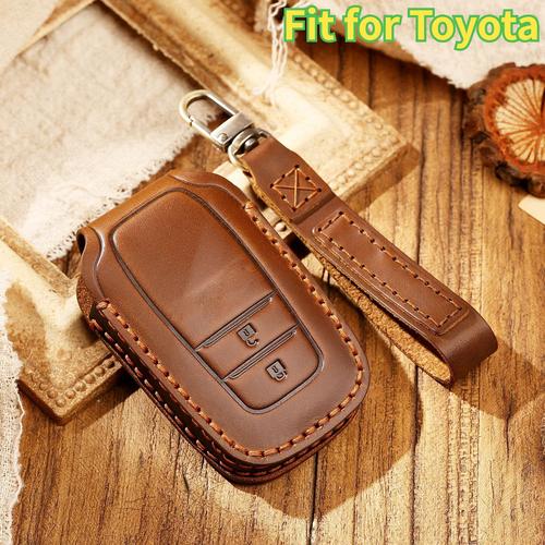 Housse En Cuir Véritable Pour Clé Télécommande De Voiture, Pour Toyota Chr Hilux Land Cruiser Camry Rav4 Highlander Prado Auris