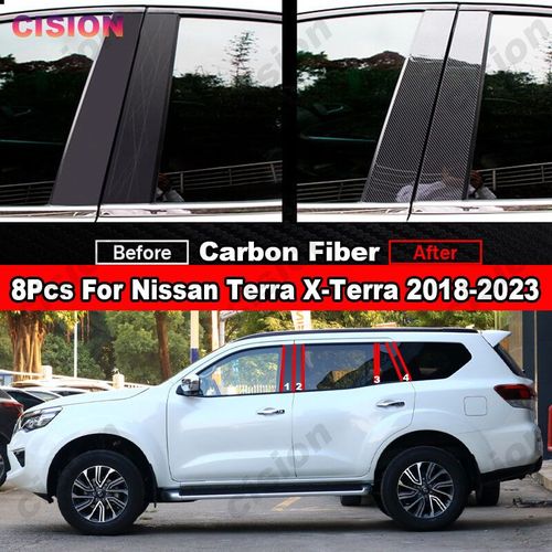 Colonne De Porte De Fenêtre B C, Garniture De Couverture De Pc Pour Nissan Terra Xterra D23 2018 ¿ 2023 Effet Miroir En Fiber De Carbone Noir Brillant