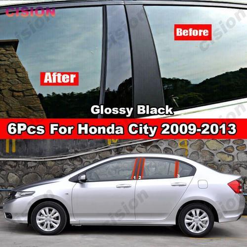 Autocollants Pc En Fiber De Carbone Effet Miroir, 6 Pièces, Pour Honda City 2008 ¿ 2013