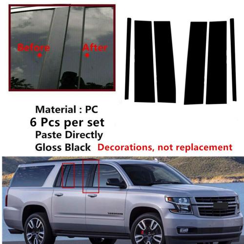 Autocollants Pour Garniture De Porte, 6 Pièces, Noir, Avancé, En Plastique, Ciment Pour Chevrolet Banlieue Pour Gmc Yukon Xl 2015 ¿ 2020